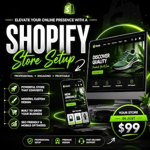 Shopify Store Setup | Custom E-commerce Website Design | Professional, SEO Friendly & Mobile Optimized