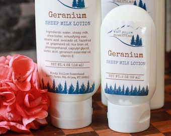 Geranium Sheep Milk Lotion | Shea Butter & Other Natural Oils | Essential Oil Fragrance