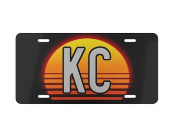 KC Sunset Vanity Plate | Retro Sun License Plate
