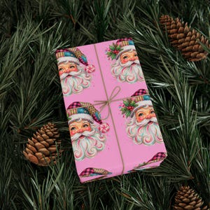 Pink Retro Santa Head Wrapping Paper Christmas 2026 | Holiday Christmas Pattern Custom Not In Stores / created custom 2026 Christmas image 12