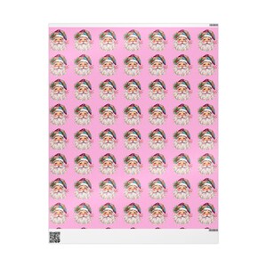 Pink Retro Santa Head Wrapping Paper Christmas 2026 | Holiday Christmas Pattern Custom Not In Stores / created custom 2026 Christmas image 3