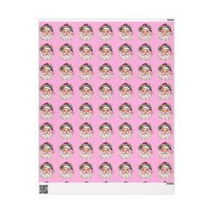 Pink Retro Santa Head Wrapping Paper Christmas 2026 | Holiday Christmas Pattern Custom Not In Stores / created custom 2026 Christmas image 2