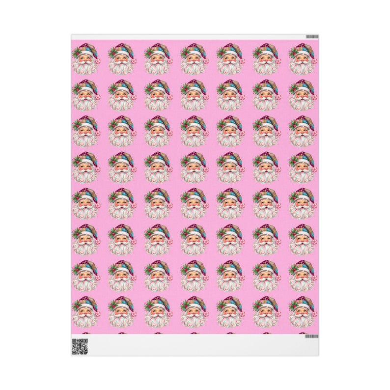 Pink Retro Santa Head Wrapping Paper Christmas 2026 | Holiday Christmas Pattern Custom Not In Stores / created custom 2026 Christmas image 2