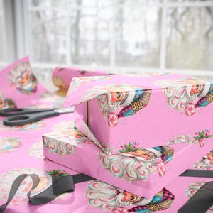 Pink Retro Santa Head Wrapping Paper Christmas 2026 | Holiday Christmas Pattern Custom Not In Stores / created custom 2026 Christmas image 10
