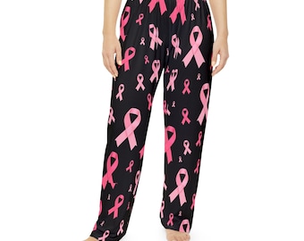Pink Awareness Ribbon Pajama Pants | Brushed Polyester Lounge Wear