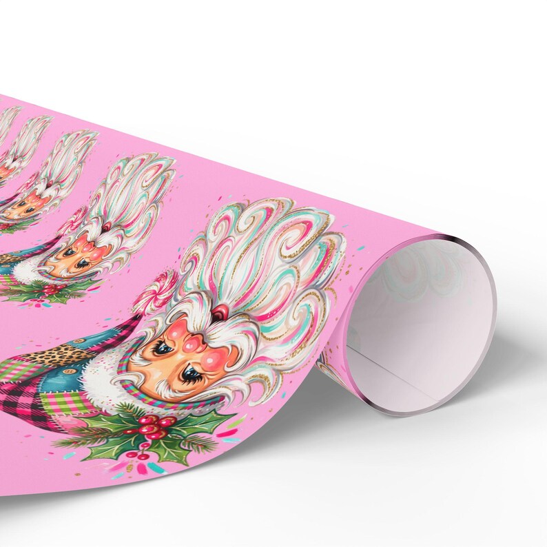 Pink Retro Santa Head Wrapping Paper Christmas 2026 | Holiday Christmas Pattern Custom Not In Stores / created custom 2026 Christmas image 6
