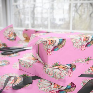 Pink Retro Santa Head Wrapping Paper Christmas 2026 | Holiday Christmas Pattern Custom Not In Stores / created custom 2026 Christmas image 9