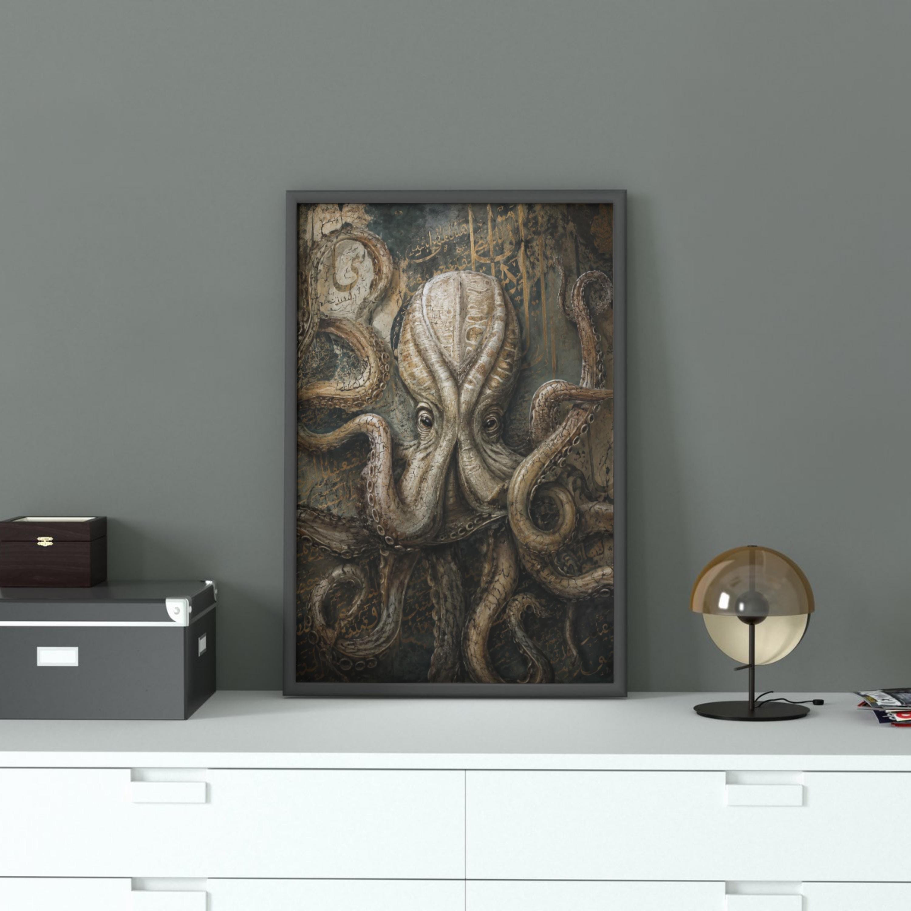 Calligraphy of the Deep Poster / Print / Octopus Sketch / Ocean Art - Etsy