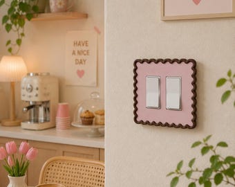 Cloud Ripple Light Switch Cover | Pink x Coffee
