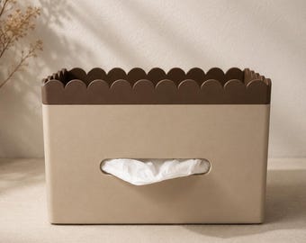 Tissue Box With Tray Functionality, Side-Pulling | High Quality 3D Printed Tissue Box | Cute Cream Style Home Decor | AtelierJenn Design
