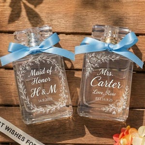 Frasco de perfume para propuesta de dama de honor, vidrio recargable grabado a medida, regalo personalizado para la dama de honor, recuerdo del día de la boda.