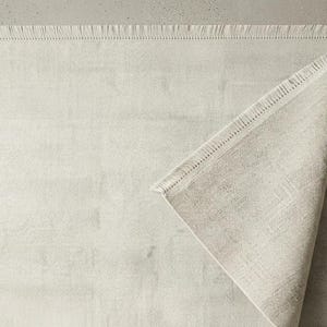 Neutral ivory Oushak style wool rug for modern farmhouse interiors.