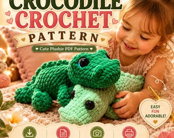 Crochet Crocodile Alligator Pattern PDF, Amigurumi Stuffed Animal Plushie, Beginner Friendly Instant Download, Cute Crochet Tutorial