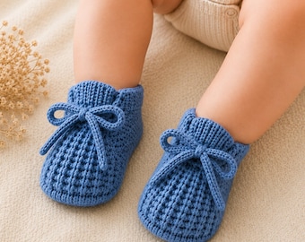 Knitted Baby Booties Newborn Shoes Handmade Infant Slippers Soft Sole Baby Boots Unisex Baby Gift 0-12 Months