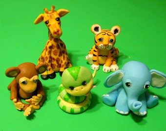 Baby Shower or Birthday Safari, Jungle Animals Cake Topper