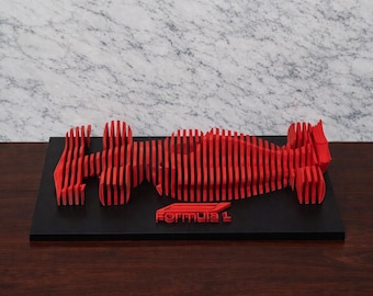 Escultura de Fórmula 1 impresa en 3D | Modelo coleccionable de F1 | Base negra incluida | Decoración de carreras | Idea de regalo para aficionados al automovilismo