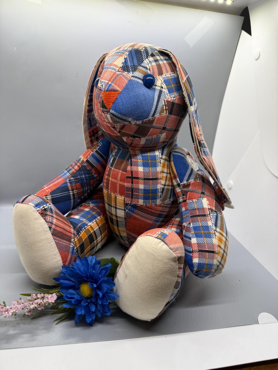 Plaid Patchwork Jointed Bunny Rabbit - Etsy