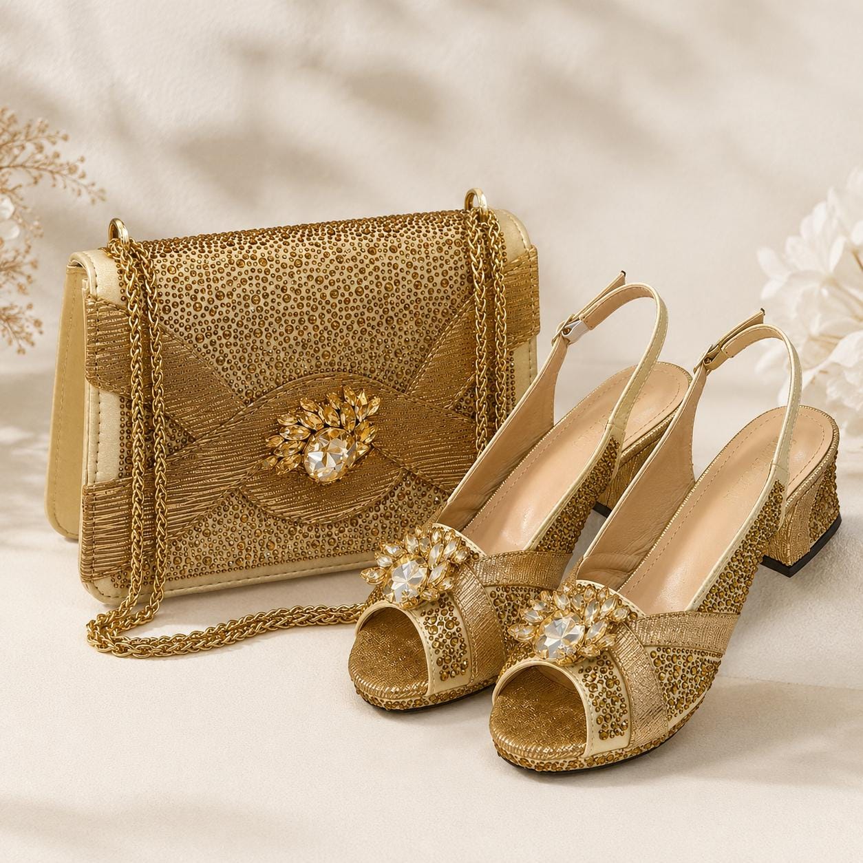 Gold shoes and matching bag - Etsy 日本