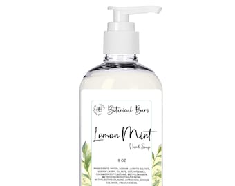 Lemon Mint Pump Soap - Womens Liquid Hand Soap - Bathroom Soap - Stocking Stuffers - Gifts for Her
