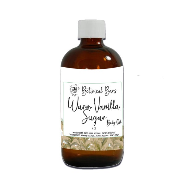 Warm Vanilla Sugar Bath and Body Oil - 4oz Bottle - Body Massage Oil - Bath Oil