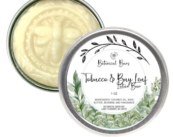 Tobacco and Bay Leaf Solid Lotion Bar - 1oz Lotion Bar in Tin - Stocking Stuffers - Mens Lotion Bar - Mens LotionMens Stocking Stuffers