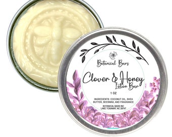 Clover and Honey Solid Lotion Bar - 1oz Lotion Bar in Tin - Stocking Stuffers - Womens Stocking Stuffers