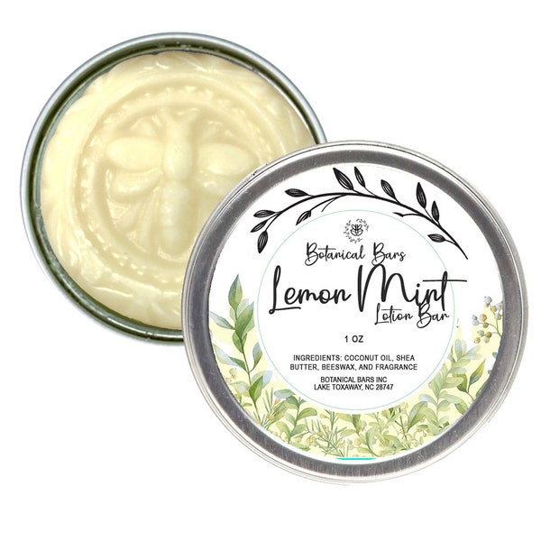 Lemon Mint Solid Lotion Bar - 1oz Lotion Bar in Tin - Womens Stocking Stuffers - Gifts for Her - Mint Lotion - Lemon Verbena