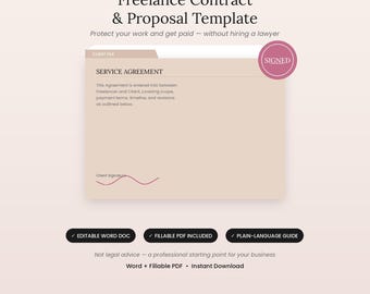 Freelance Contract Template | Client Proposal and Agreement Bundle | Editable Word PDF