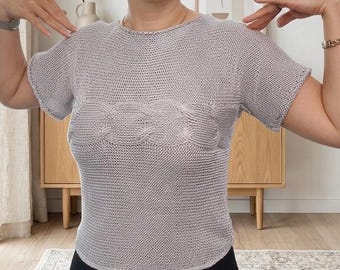 Willow Sideways Knit Top Pattern | Seamless Summer Cable Knit Sweater (PDF Download)