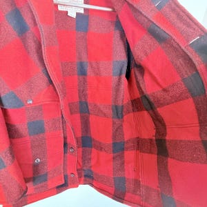 Vintage Filson 1970s Mackinaw Red Buffalo Plaid Wool Jacket Size 42 Mens USA image 12