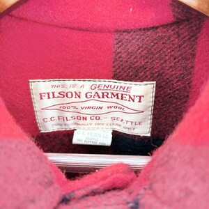 Vintage Filson 1970s Mackinaw Red Buffalo Plaid Wool Jacket Size 42 Mens USA image 3