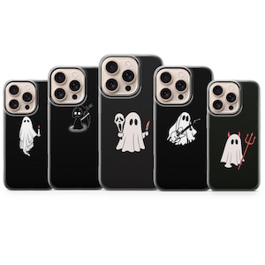 Simpatica custodia per telefono a forma di fantasma, cover spettrale per Halloween per iPhone 17, 17Pro, 16e, 15, 14, 13, 12, Samsung S26, S25, A17, A57, Pixel 10Pro, 9A