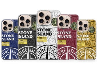 Stone Island-stijl telefoonhoesje Fashion Brand Cover voor iPhone 17, 17Pro, 16e, 15, 14, 13, 12, Samsung S26, S25, A17, A57, Pixel 10Pro, 9A