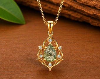Colgante de ágata musgosa / Collar de ágata musgosa / Joyería de bosque / Collar de piedras preciosas estilo boho / Regalo para amantes de la naturaleza