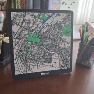 3D Topographical Map Wall Art of Yambol Bulgaria - Tundzha River Architecture Decor