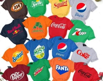 Soda Drinking Party Halloween Costume Shirt, Soda Drink Halloween Costume Tee, Funny Soda Group Shirt, Matching Halloween Party Tee