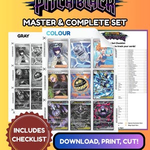 Pitch Black Binder Placeholder Printable Complete Master Set Pokemon and Checklist (Digital Download)