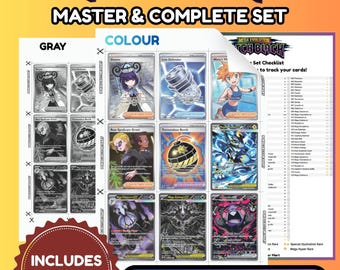Printbare, complete masterset met Pokémon-thema en checklist voor een pikzwarte ringband (digitale download)