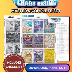 Chaos Risingバインダープレースホルダー印刷可能コンプリートマスターセットポケモンとチェックリスト（デジタルダウンロード）