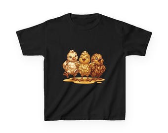 Maglietta con grafica "Popcorn Chicks" / Illustrazione stravagante di cibo e animali, maglietta con creature fantastiche