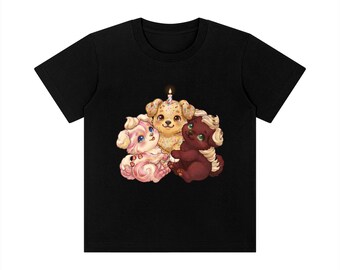 Maglietta con cuccioli di torta / Maglietta Kawaii con cani e zuccherini per compleanno / Dolce arte animale