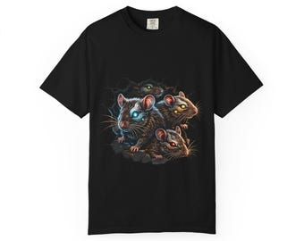 Maglietta Circuit Mice / Arte biomeccanica fantascientifica con animali, abbigliamento cyberpunk con soggetti animali