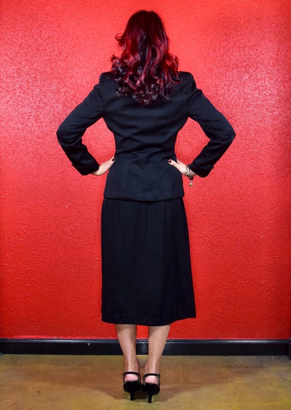 1940s Black Gabardine Fitted Suit - image 3