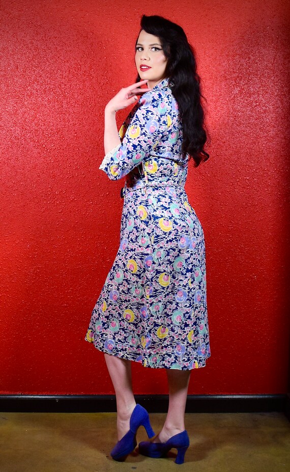 1950s Cotton Novelty Hat Print Dress - image 3