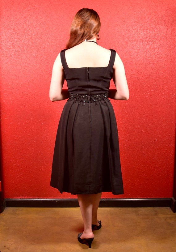 1950s 60s Pat Copeland Two Piece Faille Black Dre… - image 3