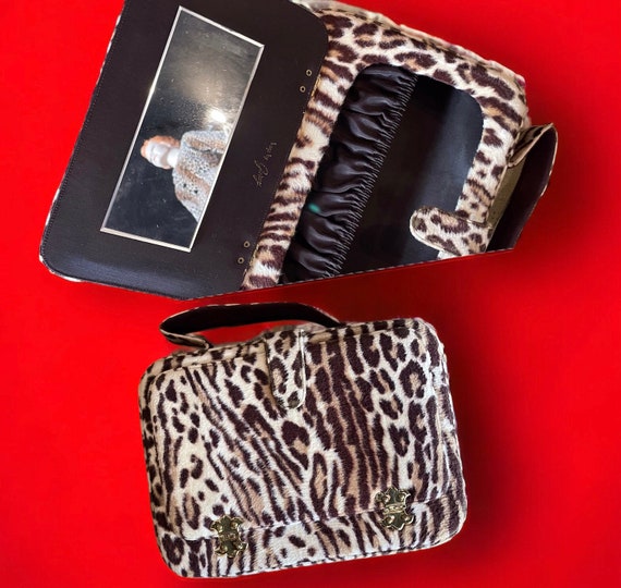 Faux Leopard Fur Makeup Bag