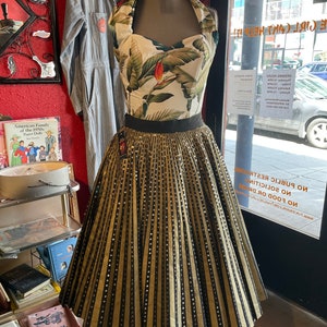 1950s Mexican Hand Painted Skirt with Sequins image 8