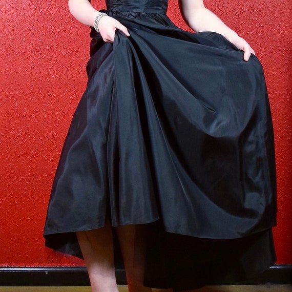 1950s Black Taffeta and Rhinestone Ballgown - image 5