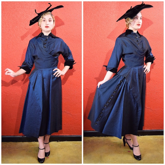 1940s New Look Taffeta Dress - image 1