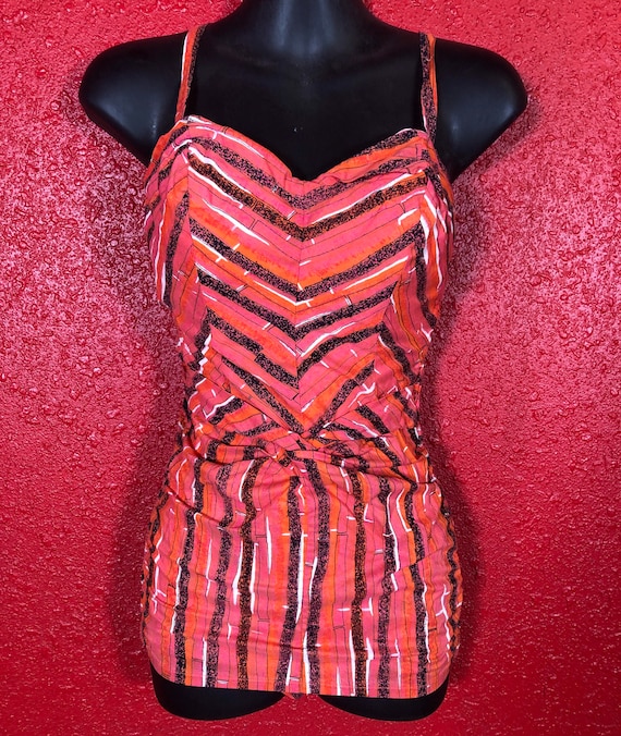 1950s Cole of California Swimsuit Pink Stripe Smal